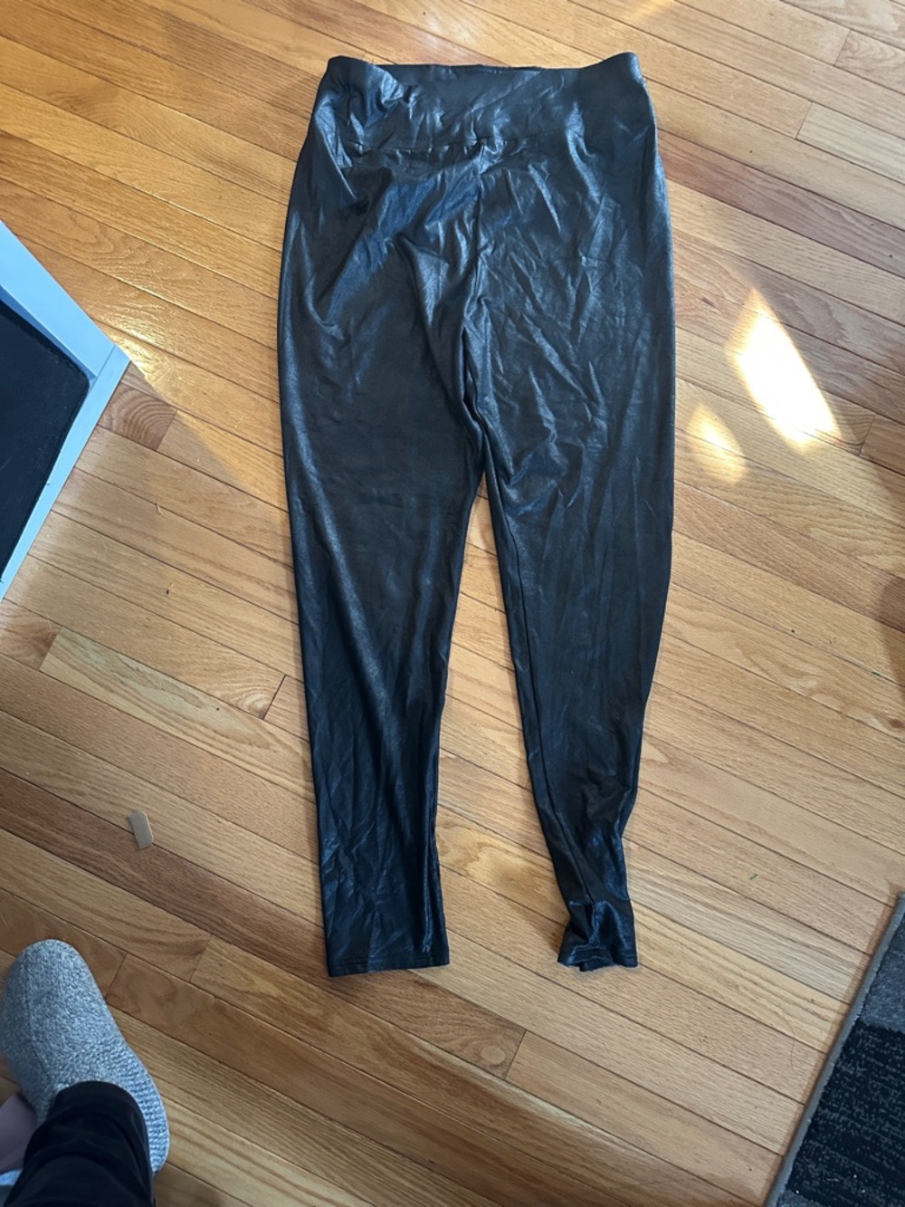 Women's Black Faux-Leather Leggings